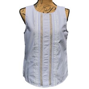 Banana Republic Sleeveless Grey White Striped Blouse White Detail Sz S